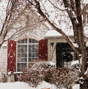 House with Snow and New Paint on Shutters
