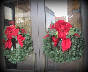 Wreaths on Law Office Door