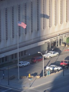 Flag and Federal Building Shadow