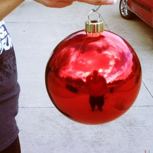 Stray #christmas #ornament rolling down the street during this windy day. Captured my #reflection #tulsa #serendipity
