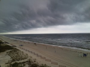 Rain rolling into Orange Beach, Alabama